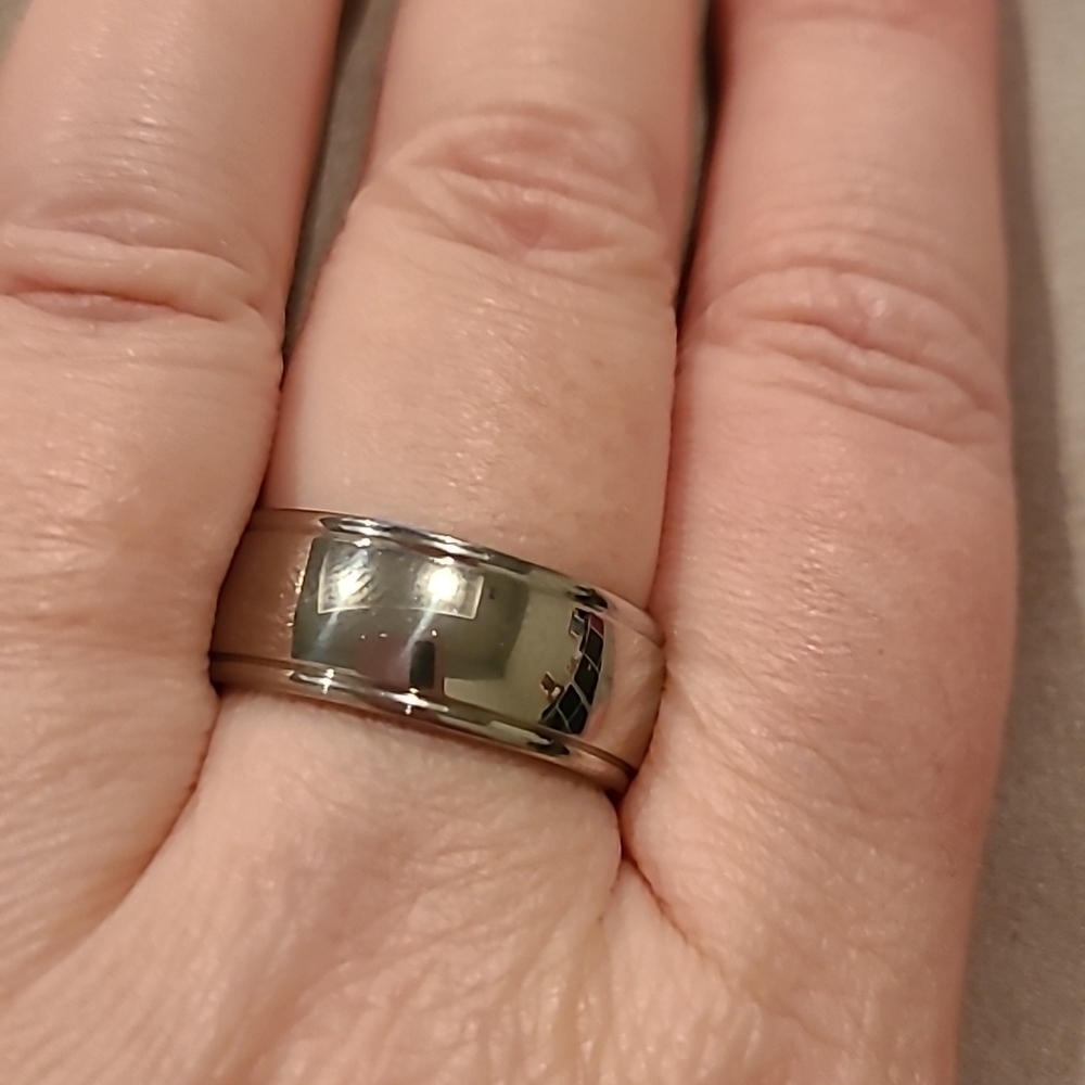 Stainless steel wide band ring